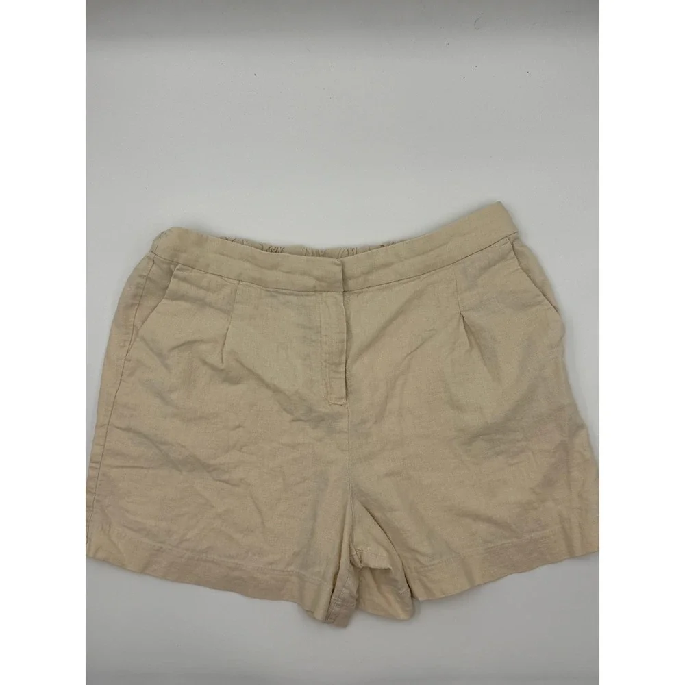 J Crew Womens Linen‎ Pleated Casual Shorts Cleangirl aesthetic Neutral